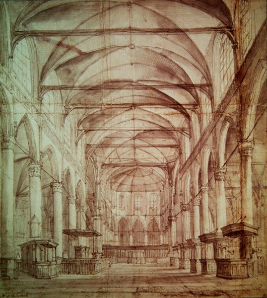 Vista interior de la Oude Kerk (la iglesia vieja) en Ámsterdam de Jacob van Ruisdael