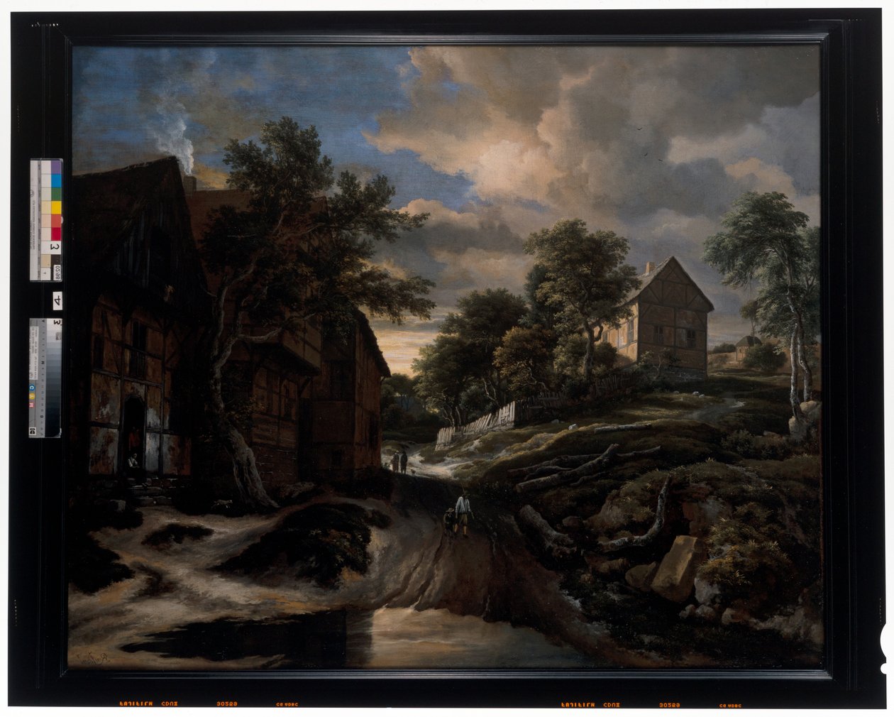 Paisaje con casas de entramado de madera de Jacob Isaaksz. or Isaacksz. van Ruisdael