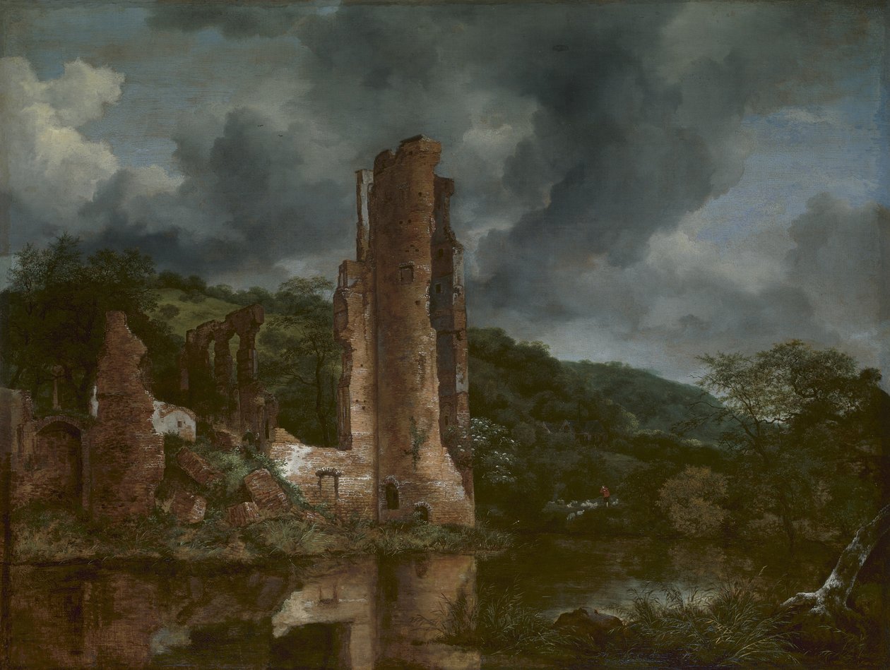Paisaje con las ruinas del castillo de Egmond, 1650-55 de Jacob van Ruisdael