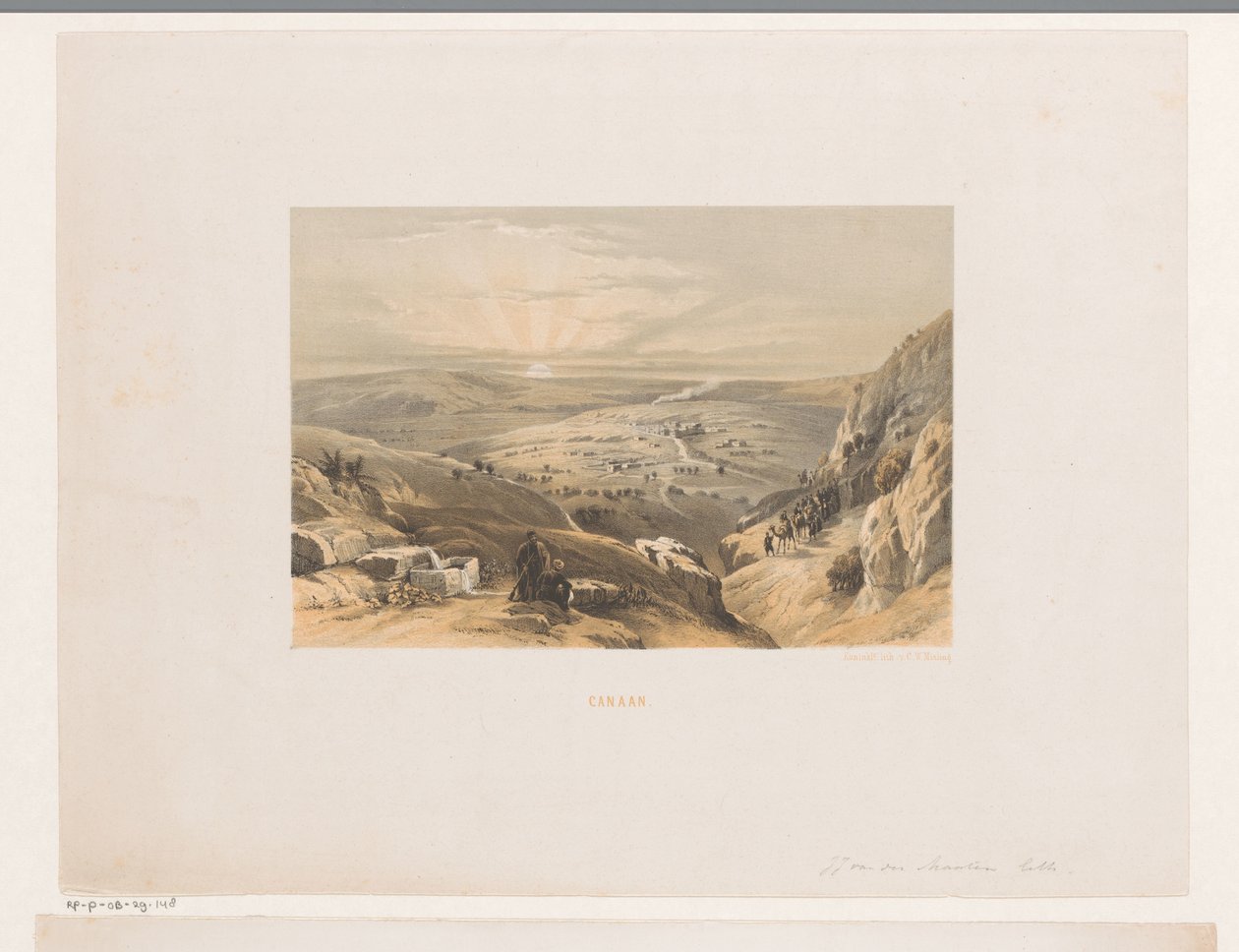 Vista de Canaan con salida del sol Canaán (título sobre el objeto) de Jacob Jan van der Maaten (attributed to)