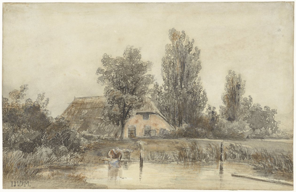 Casa de campo y una mujer de cera de Jacob Jan van der Maaten