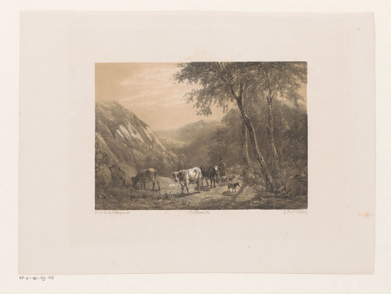 Pastor con rebaño en las montañas de Jacob Jan van der Maaten