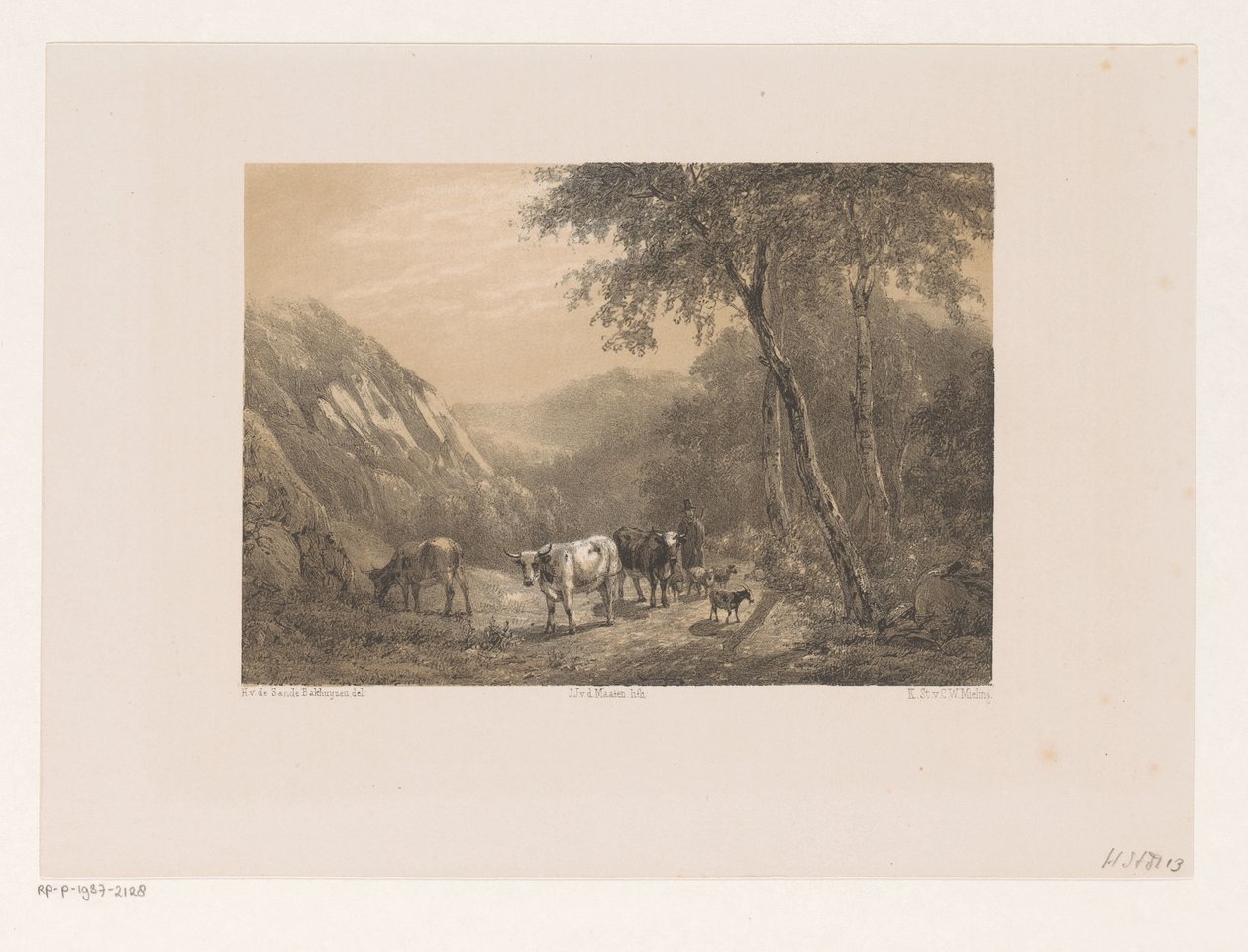Pastor con rebaño en las montañas de Jacob Jan van der Maaten