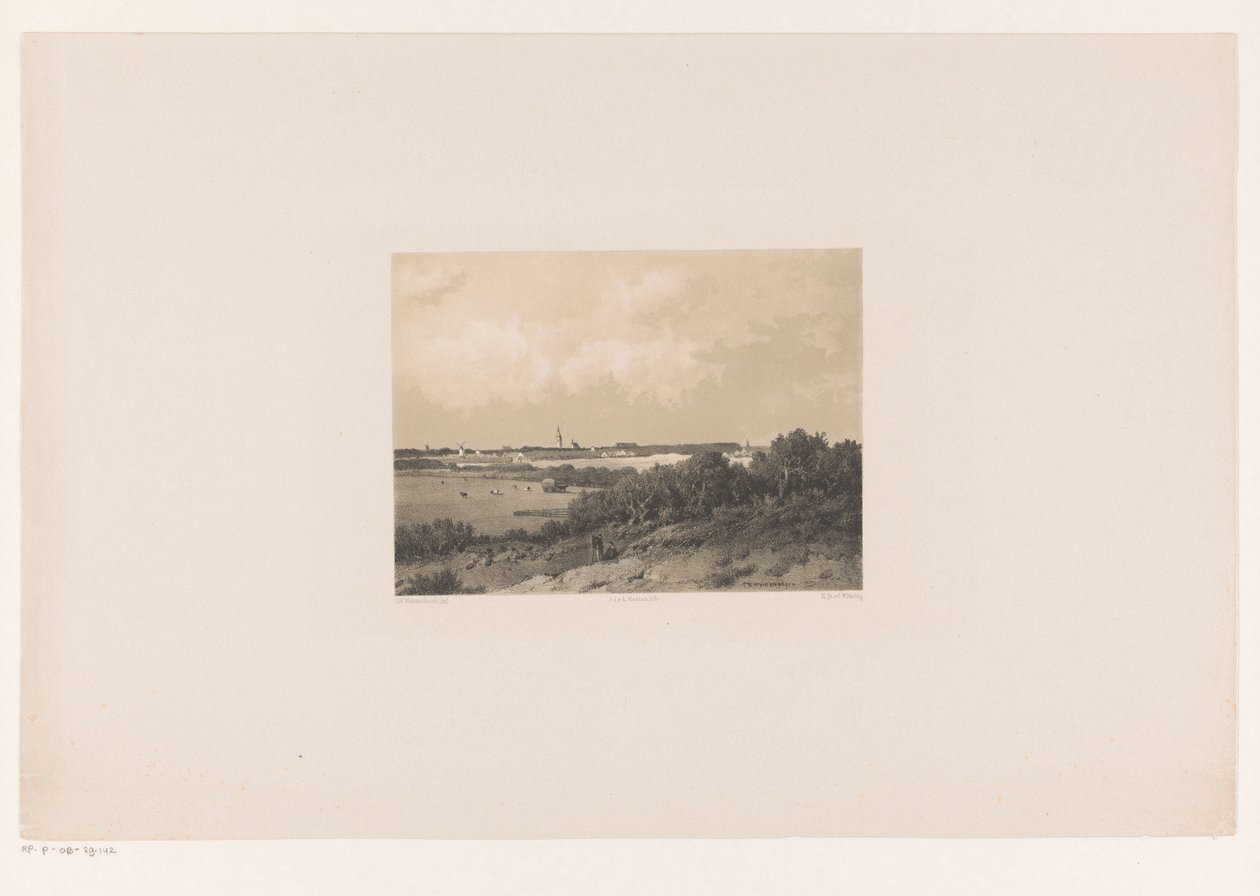 Paisaje con pueblo en el horizonte de Jacob Jan van der Maaten