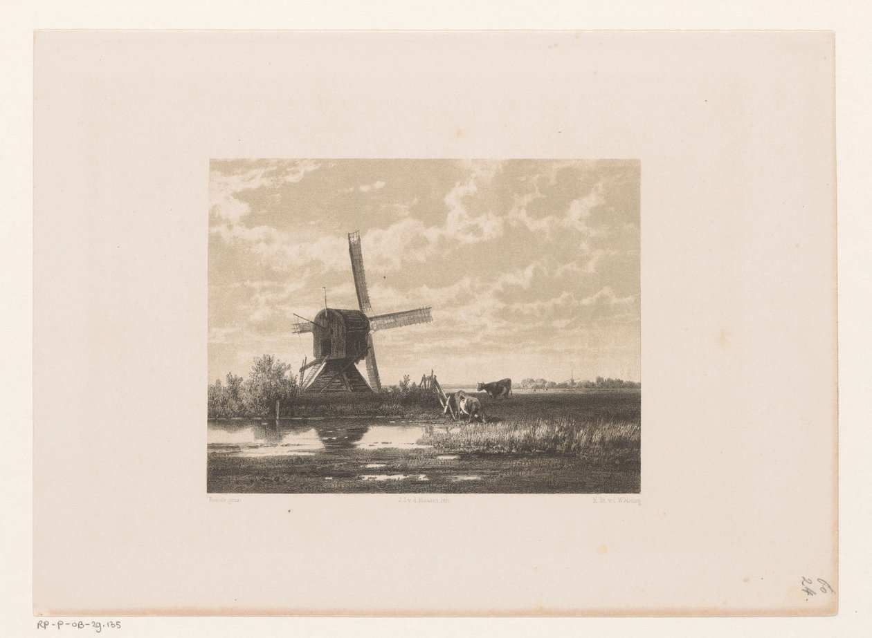 Paisaje con un molino sobre el agua de Jacob Jan van der Maaten