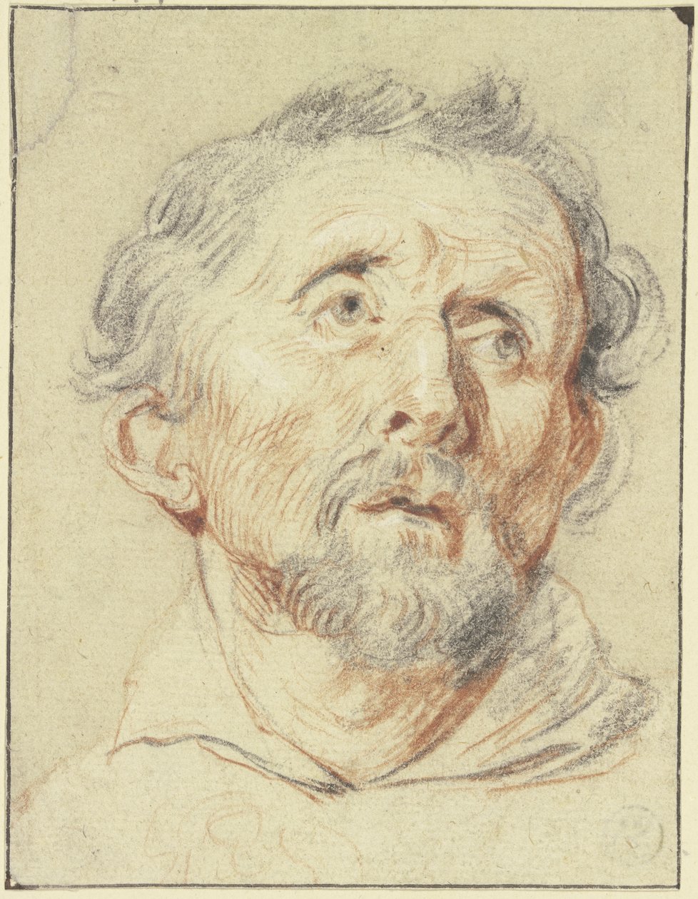 Un anciano visto de frente, mirando hacia arriba de Jacob Jordaens
