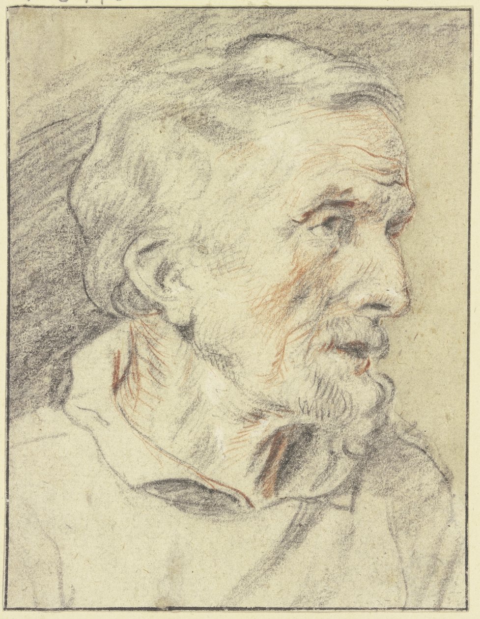 Retrato de busto de un anciano de perfil hacia la derecha de Jacob Jordaens