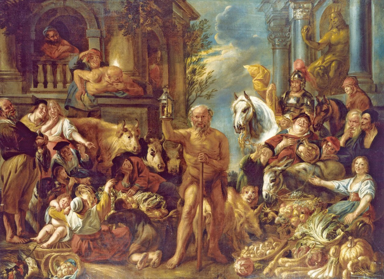 Diógenes en busca de un hombre honesto de Jacob Jordaens
