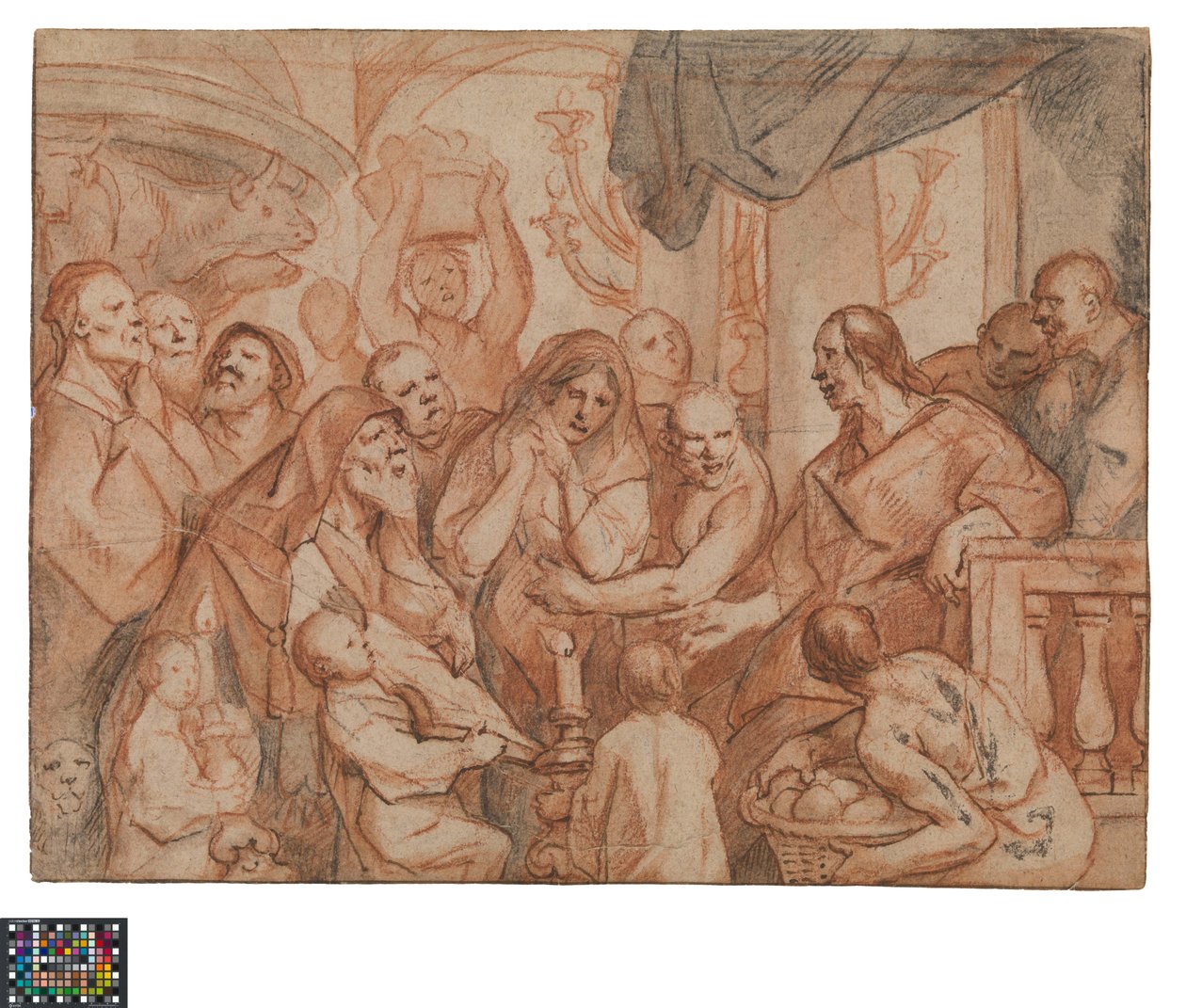 Holandés: Cristo y la adúltera, boceto preparatorio, reverso: La captura de Cristo de Jacob Jordaens