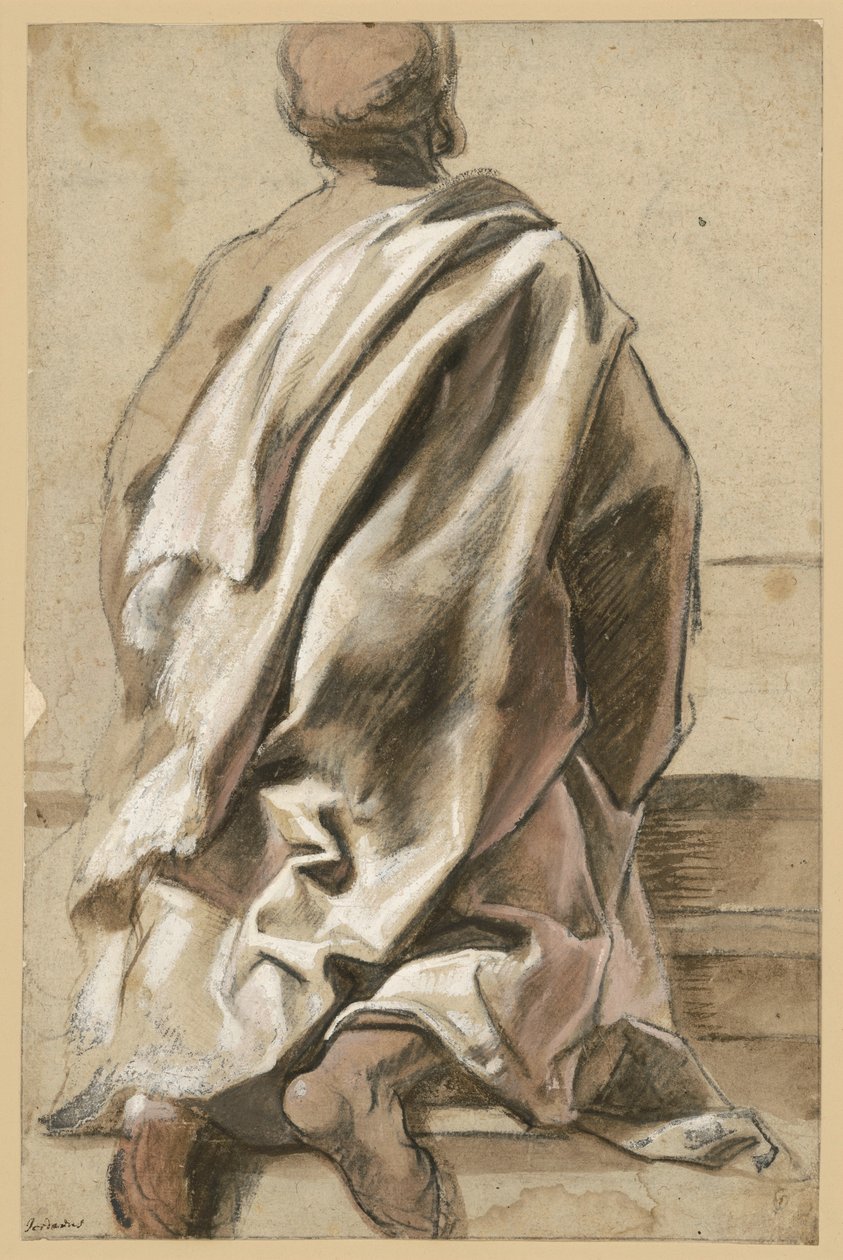 Estudio de la vestimenta de un apóstol arrodillado de Jacob Jordaens