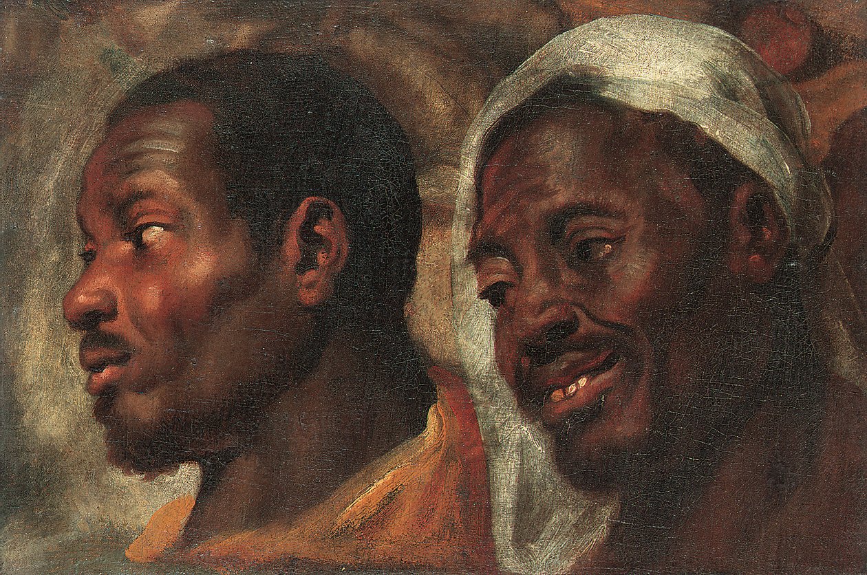 Estudio de cabezas de dos hombres africanos (óleo sobre lienzo) de Jacob Jordaens