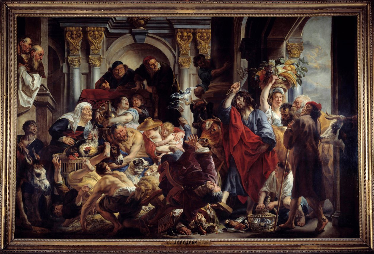 Jesús expulsando a los mercaderes del templo de Jacob Jordaens