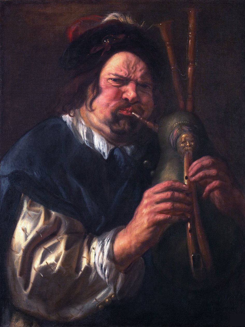 Autorretrato tocando la gaita de Jacob Jordaens