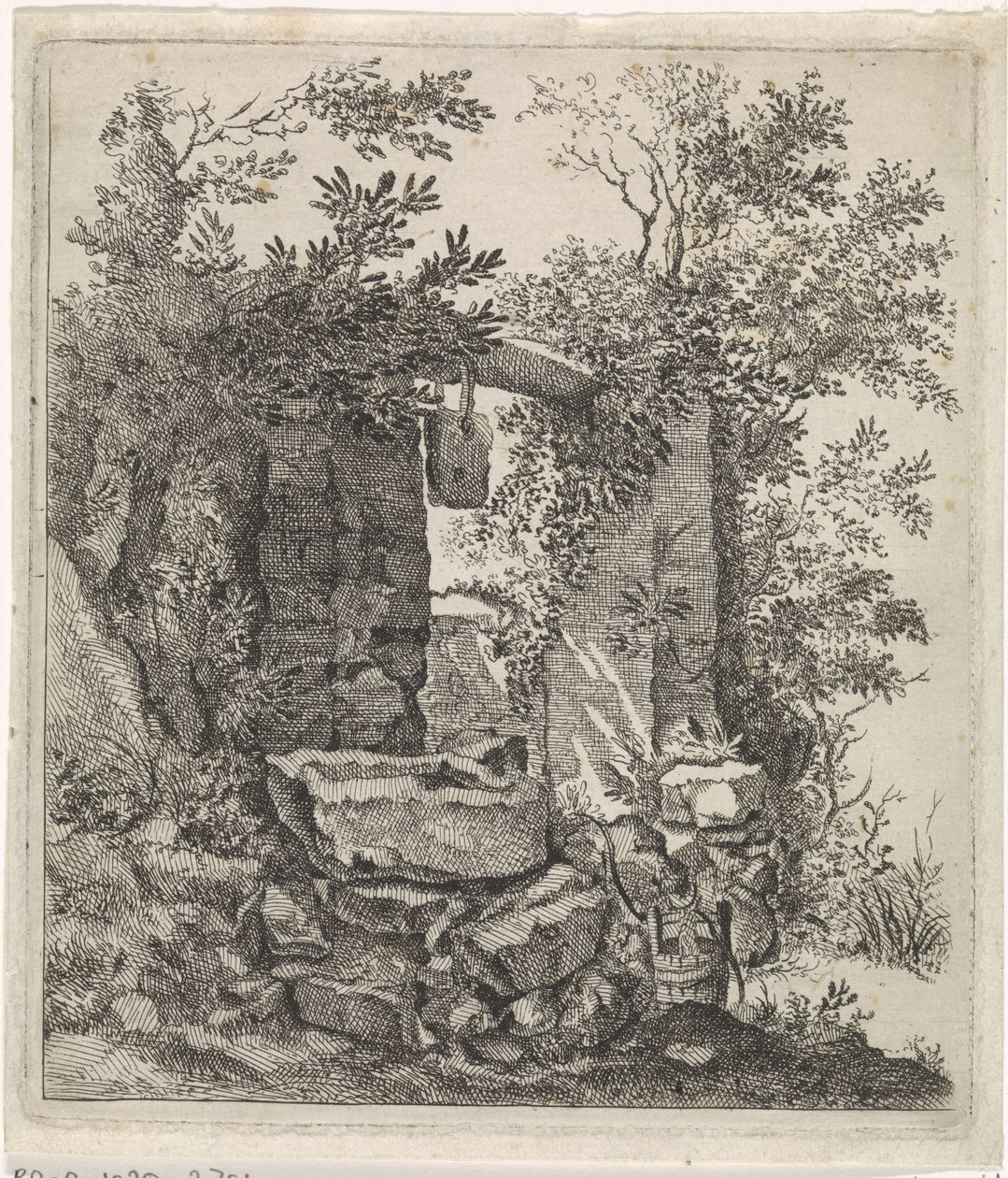 Puerta de piedra deteriorada en un paisaje
Paisajes (título de la serie) de Jacob Lutma