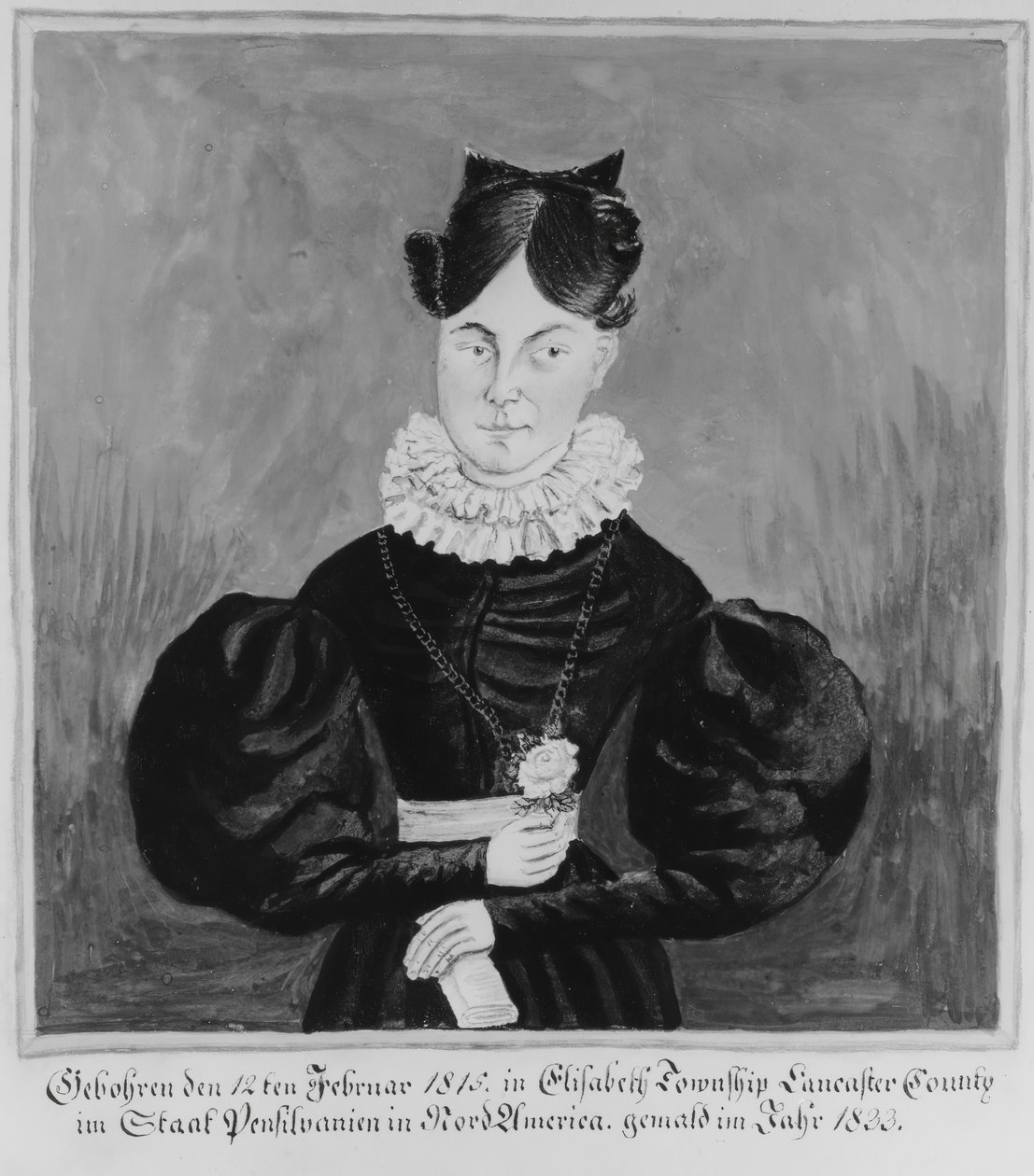 Retrato y Registro de Nacimiento de Mahala Wechter, 1833 de Jacob Maentel