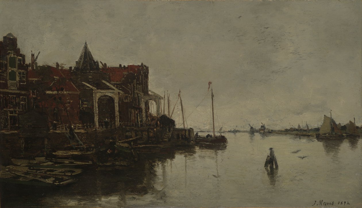escena del puerto de Jacob Maris