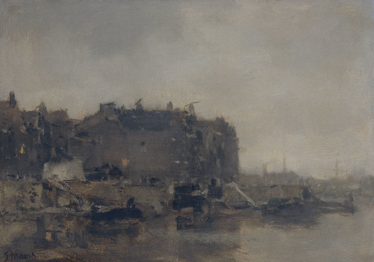 Casas en la Prins Hendrikkade, Ámsterdam, en un día de niebla de Jacob Maris