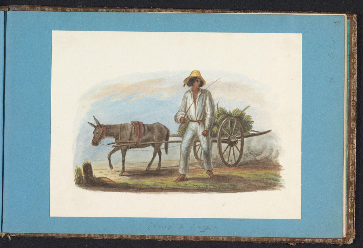 Hombre con carro con plátanos
Álbum de dibujos de Surinam, p.44 (50) (título de la serie) de Jacob Marius Adriaan Martini van Geffen
