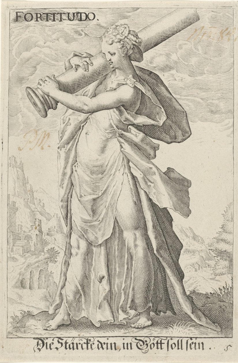 Kracht (Fuerza) Fortaleza (título sobre el objeto) de Jacob Matham (attributed to)