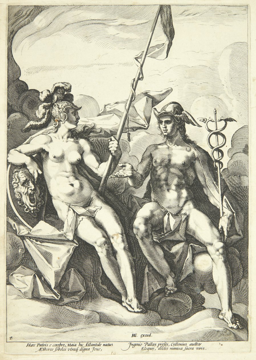 La alianza entre Atenea y Mercurio (Hermathena) de Jacob Matham