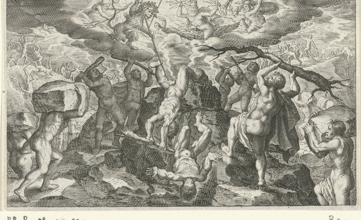 Bacchus ayuda a derrotar a los titanes de Jacob Matham