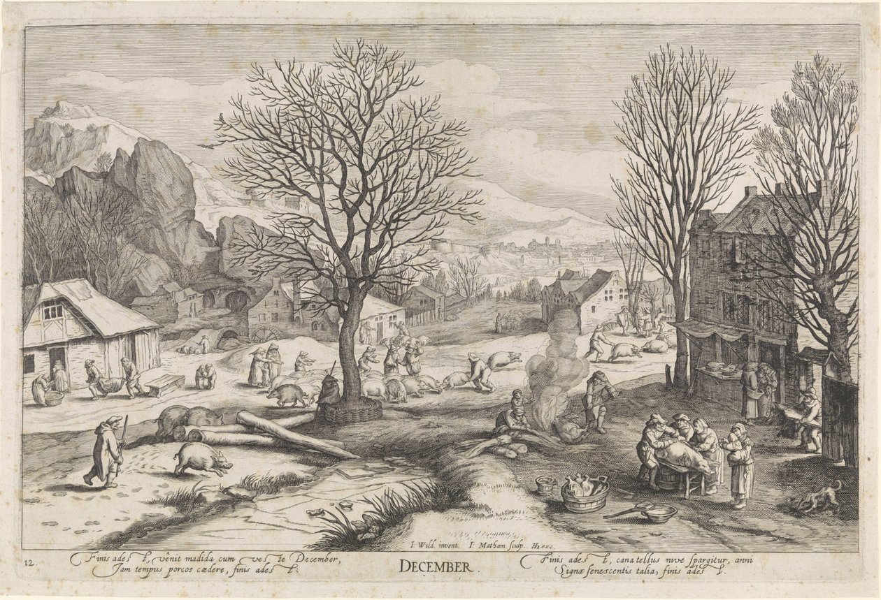 Diciembre (título sobre objeto) Los doce meses (título de la serie) de Jacob Matham