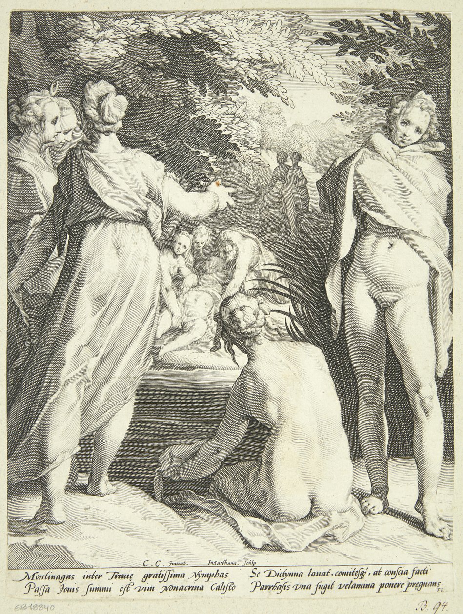 Diana descubre el embarazo de Calisto de Jacob Matham