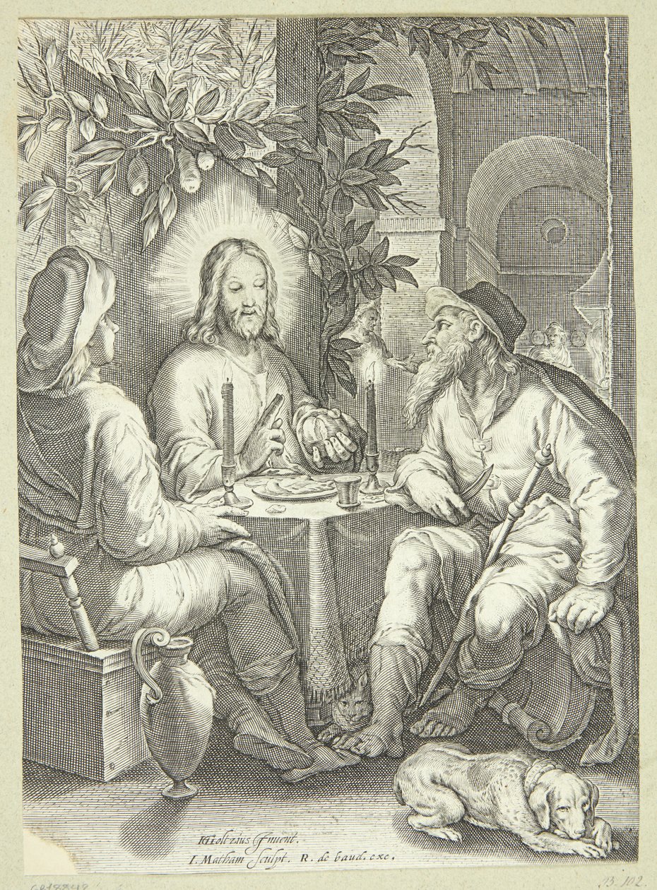 Jesús en Emaús de Jacob Matham