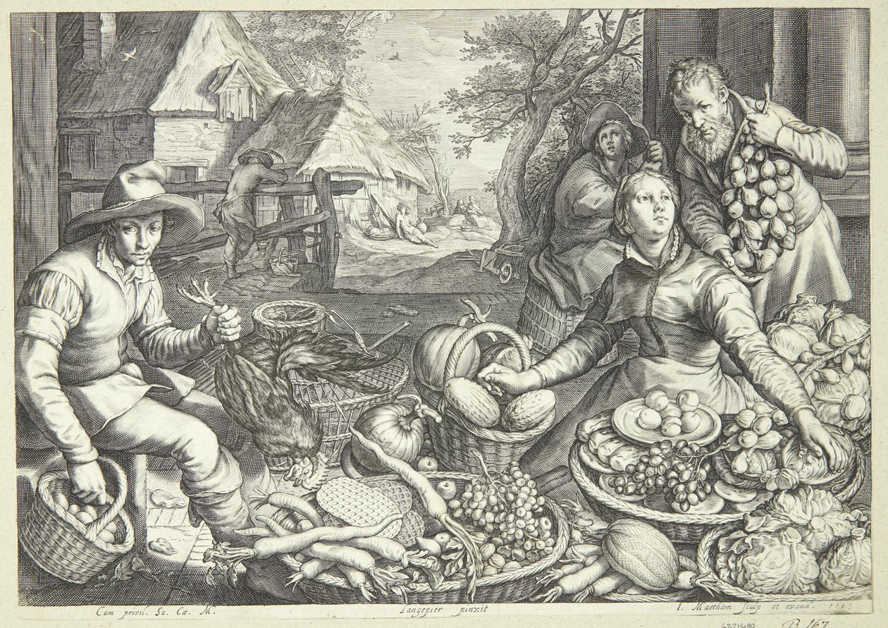 Escena de mercado de Jacob Matham