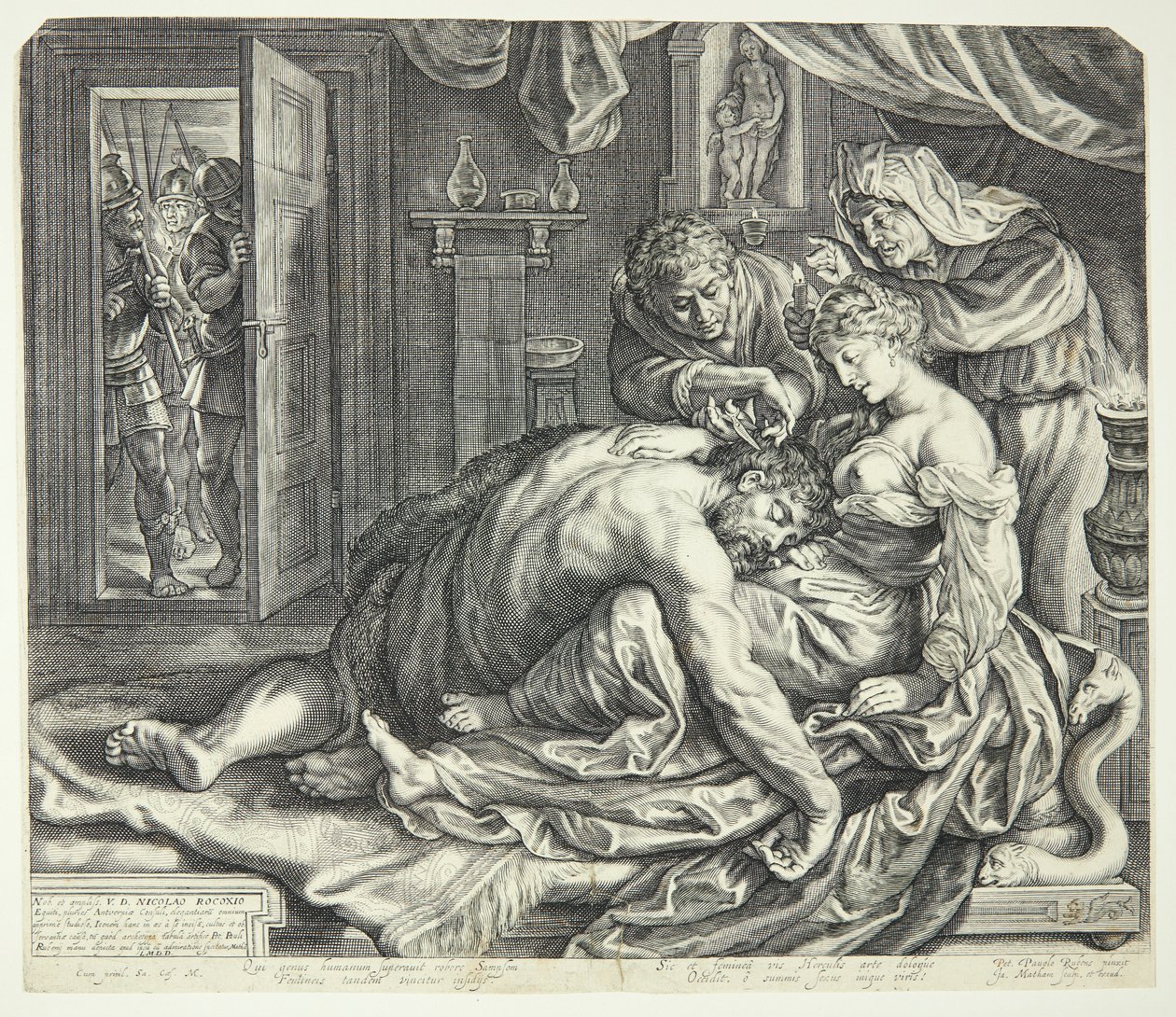 Sansón dormido en el regazo de Dalila de Jacob Matham