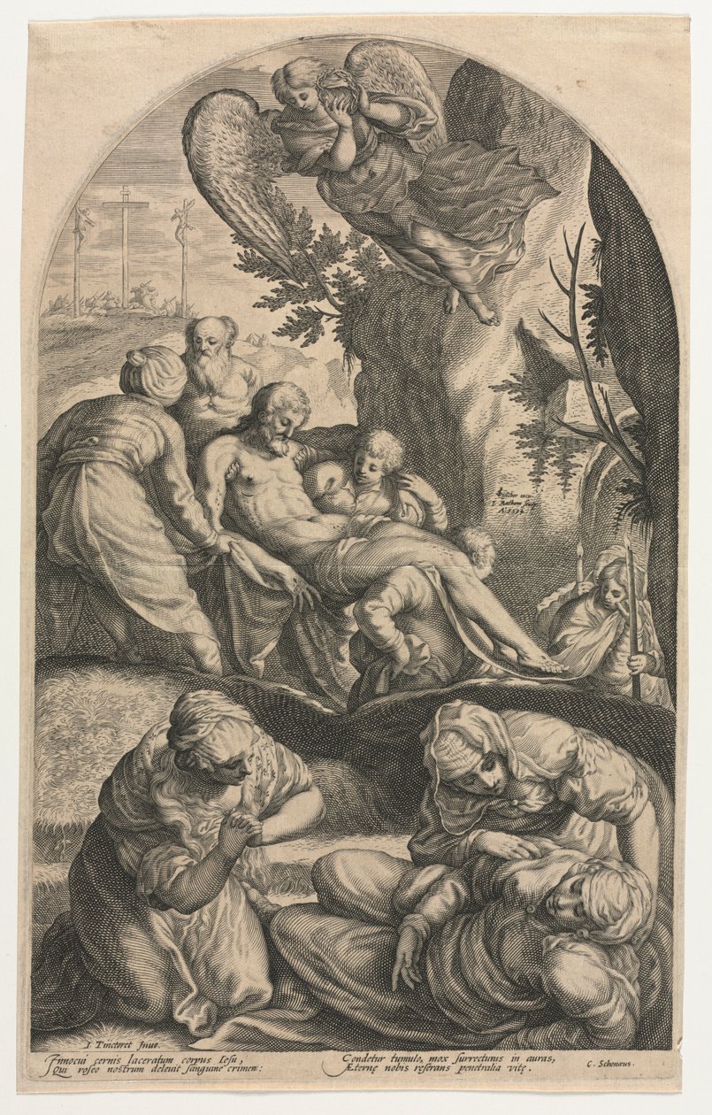 Los discípulos de Cristo llevando su cuerpo al sepulcro de Jacob Matham