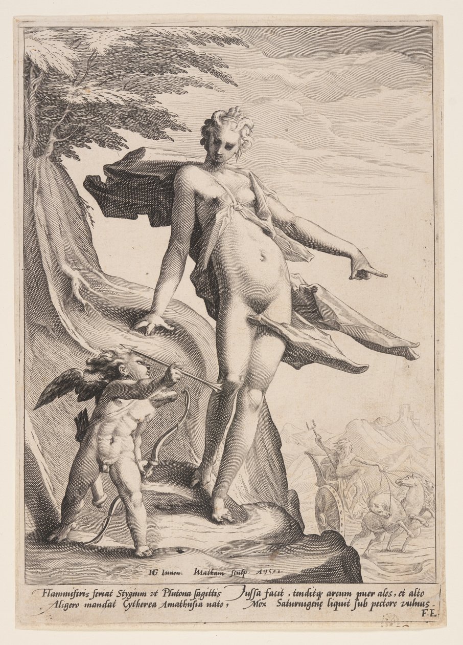 Venus, Cupido y Plutón de Jacob Matham