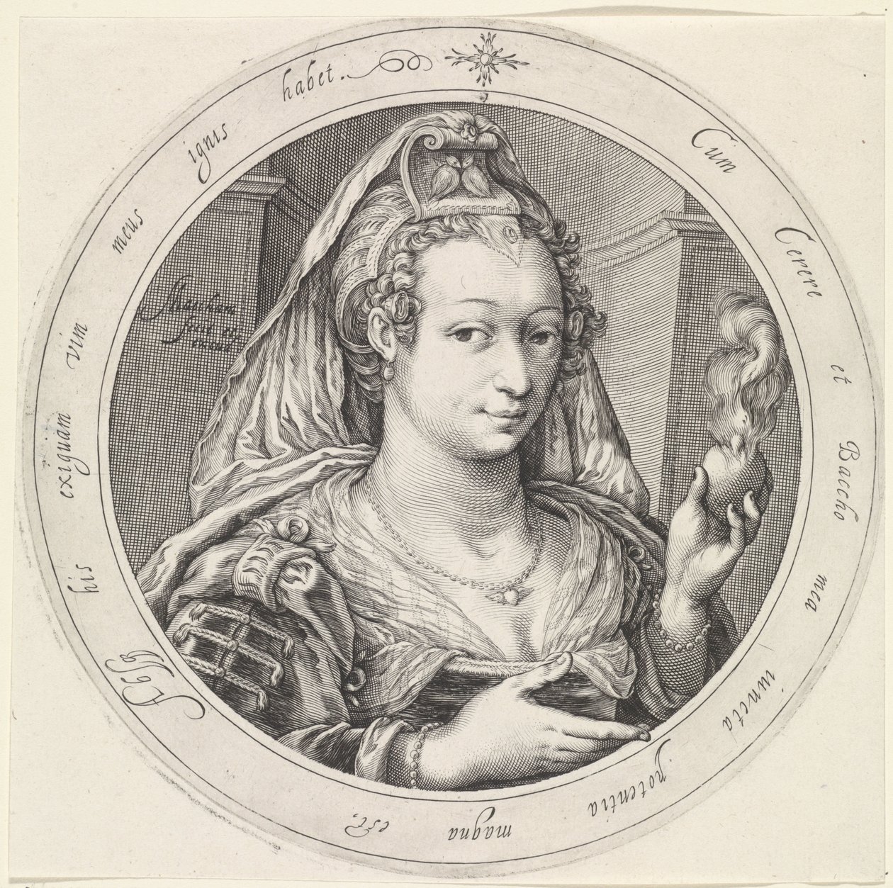 Venus con un corazón ardiente Venus, Baco y Ceres (título de la serie) de Jacob Matham