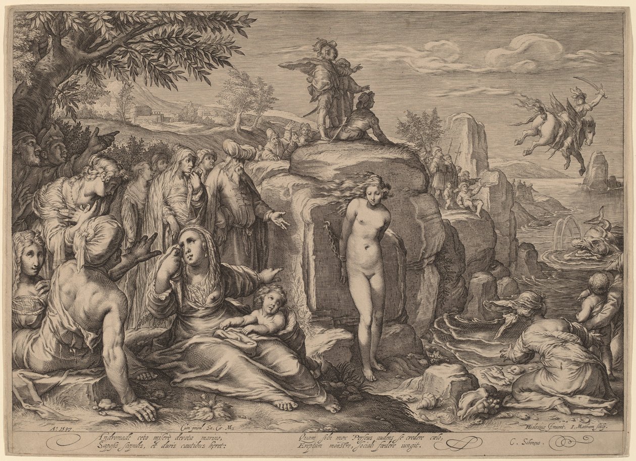 Perseo y Andrómeda de Jacob Matham after Hendrik Goltzius