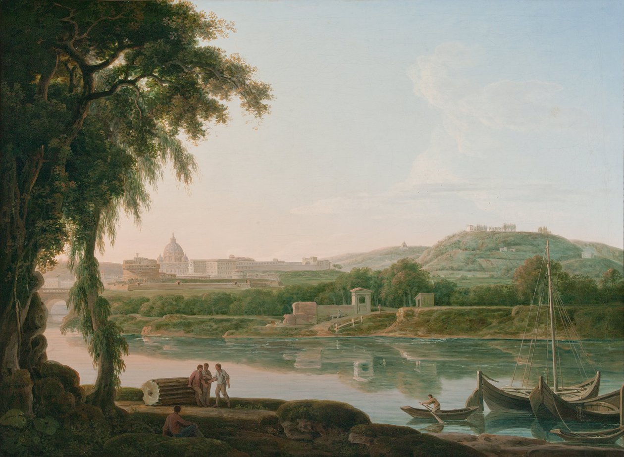 Una vista lejana de Roma a través del Tíber de Jacob More