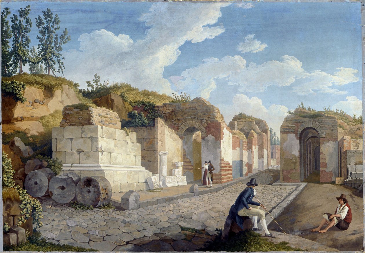 Inglés:  La Puerta de Herculano en Pompeya de Jacob Philipp Hackert