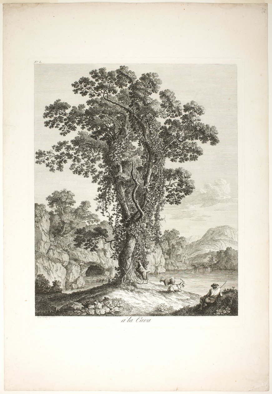 Cerca de la Cava, de Suite de IV Vues Dessinées Dans le Roiaume de Naples de Jacob Philipp Hackert