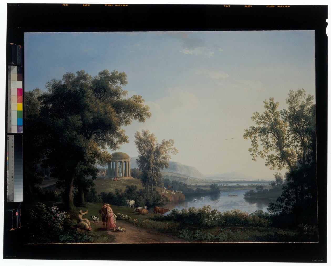 Un paisaje fluvial clásico de Jacob Philippe Hackert