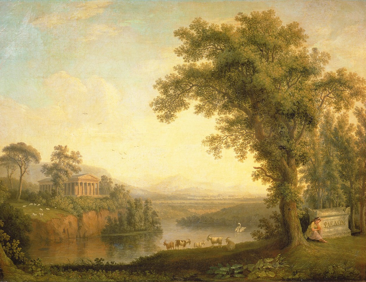 Paisaje antiguo con la tumba de Faetón, 1785 de Jacob Philippe Hackert