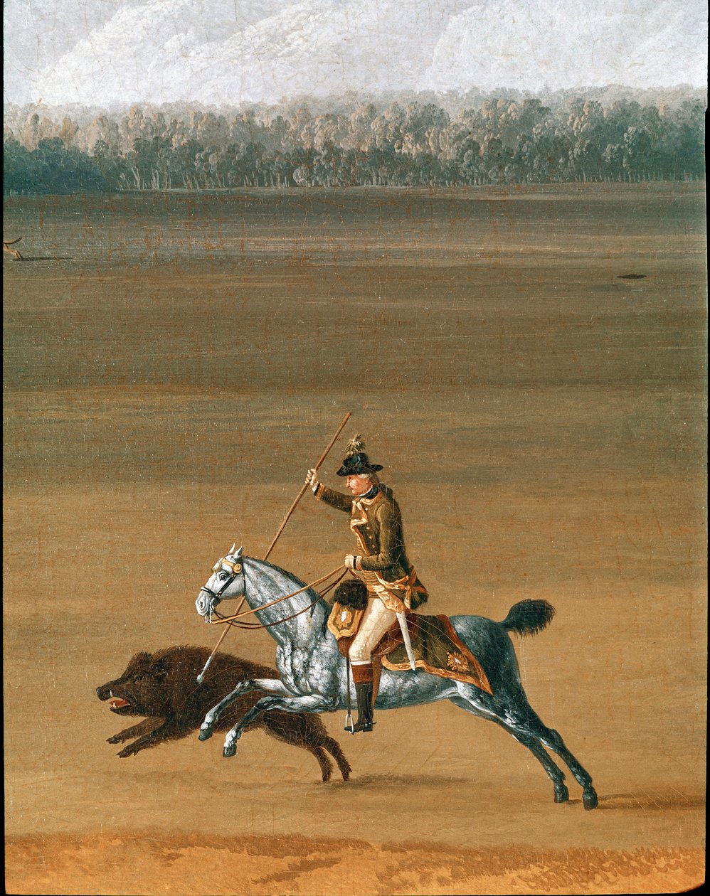 Fernando IV cazando jabalíes en la finca de Cassano (detalle) de Jacob-Philippe Hackert