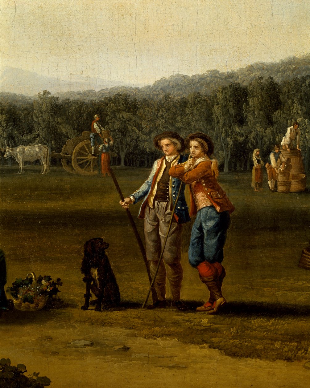 Cosecha en Carditello, detalle de Jacob Philippe Hackert