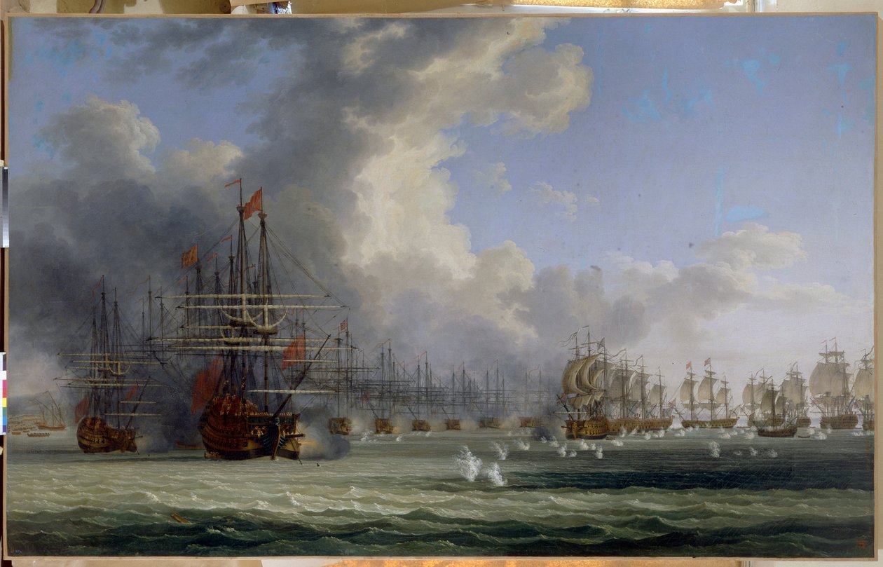 La batalla de Chesma (Turquía). Comienzo de la lucha el 5 de julio de 1770 (La Batalla de Chesma. Comienzo de la Lucha el 5 de julio de 1770). Tras la revuelta de Orlov (1769) y precursora de la guerra de independencia griega (1821-1829), la flota rusa luc de Jacob Philippe Hackert