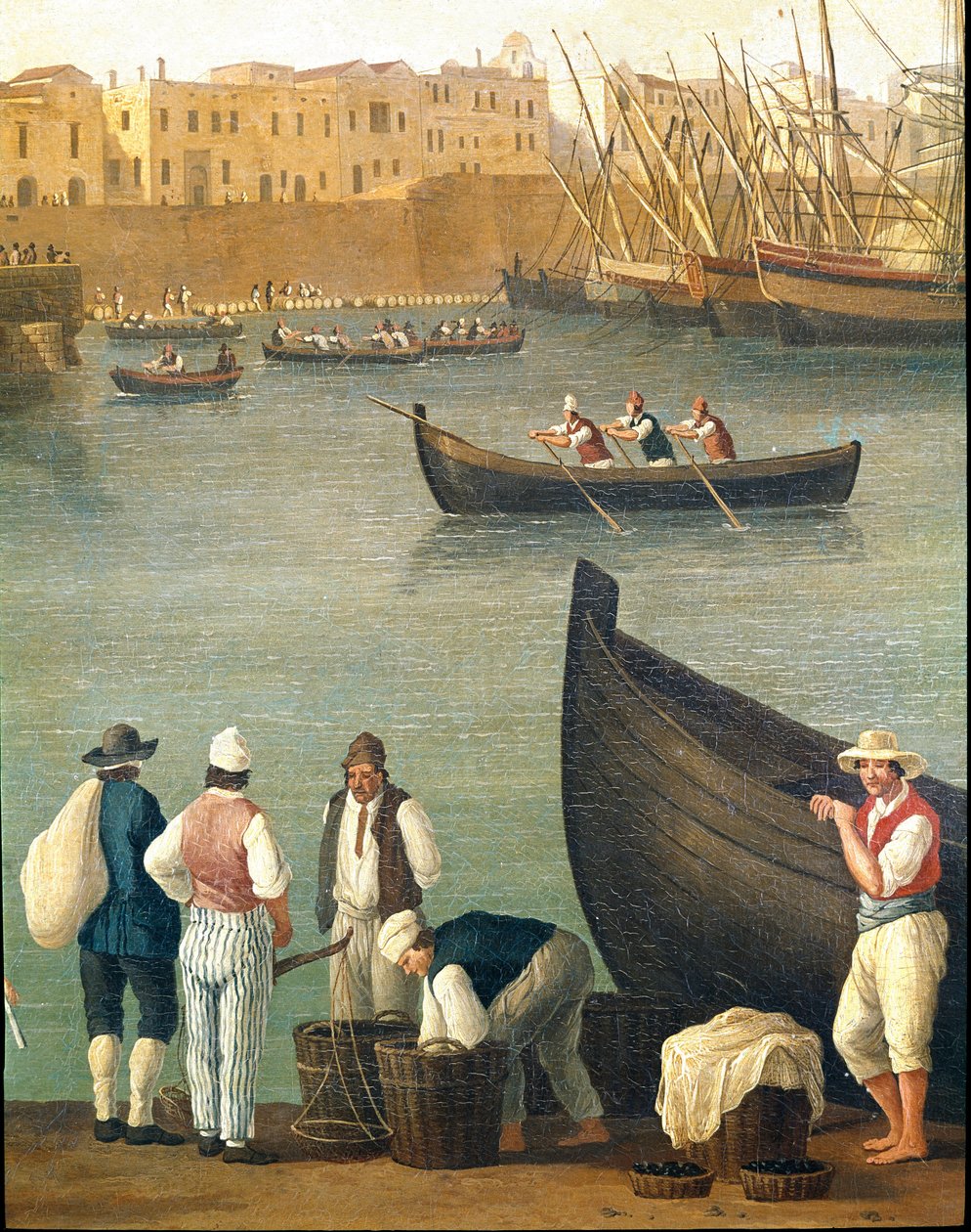 Pescadores de mejillones de Monopoli, Puglia, Italia de Jacob-Philippe Hackert