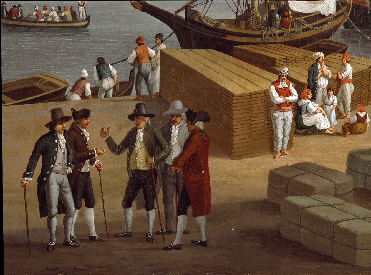 Vista del puerto de Mesina en Sicilia (detalle) de Jacob Philippe Hackert