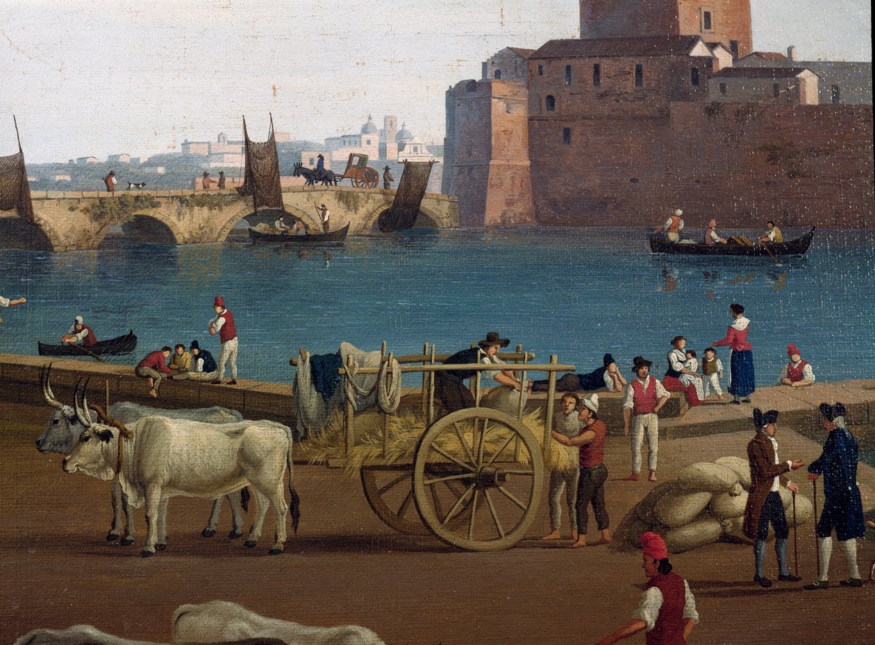 Vista del puerto de Tarento en Italia en el siglo XVIII de Jacob Philippe Hackert