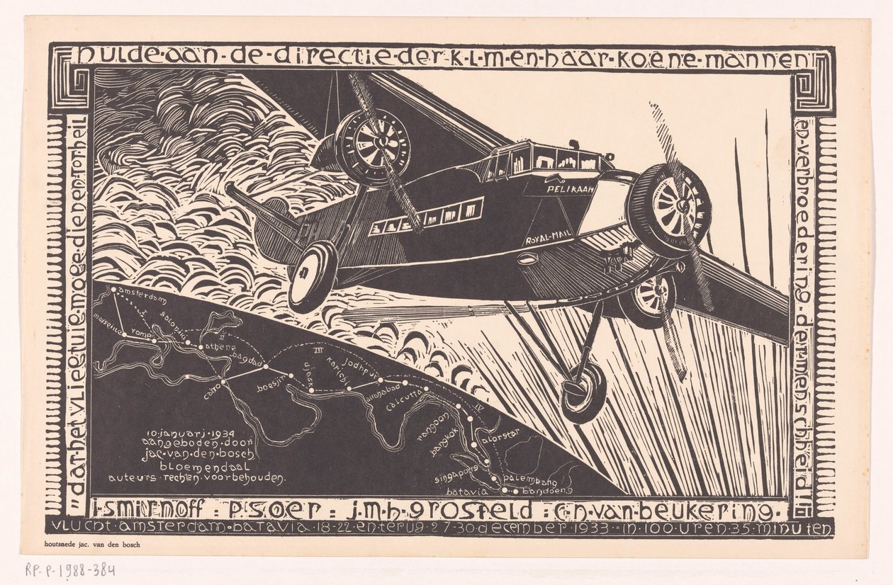 Vuelo del Pelican de Ámsterdam a Batavia en 1933 de Jacob Pieter van den Bosch