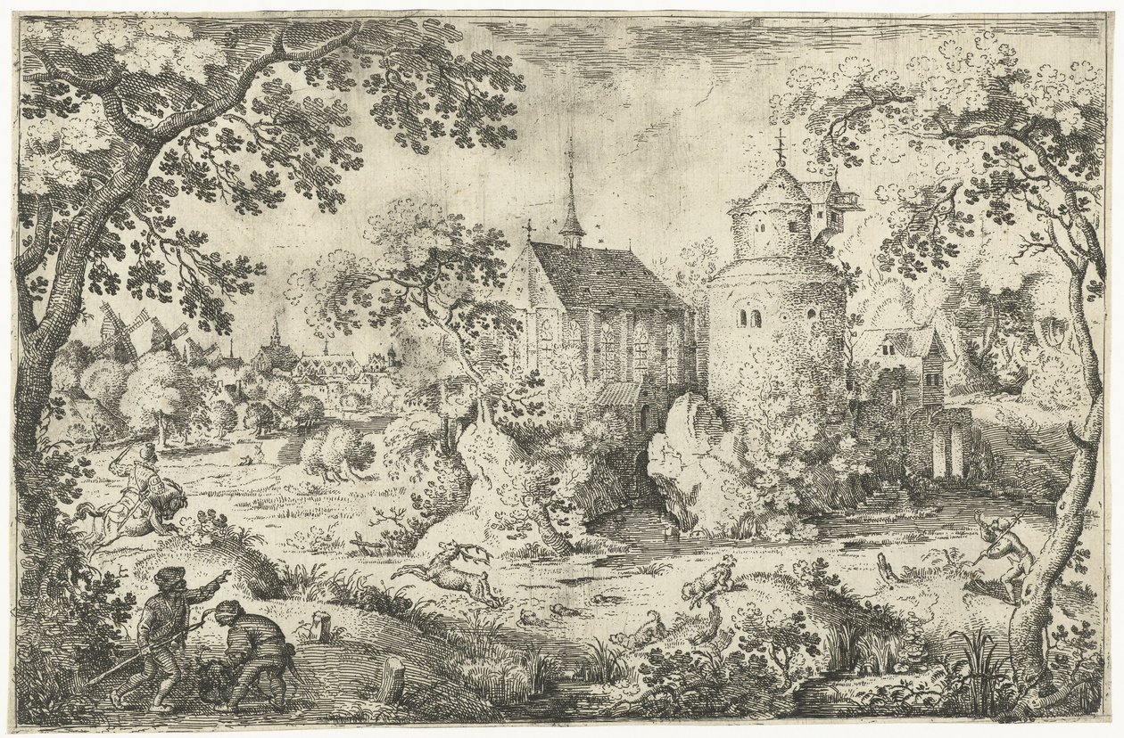 Caza de ciervos en una ermita Dos escenas de caza de ciervos (título de la serie) de Jacob Savery (I)