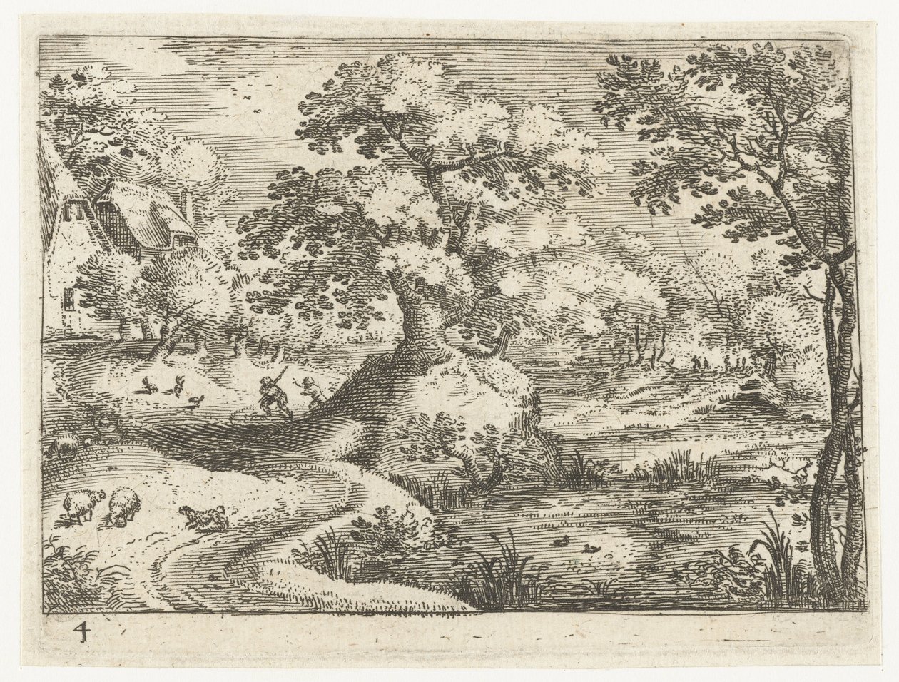 Paisaje con viajeros cerca de casas. Seis paisajes con viajeros (título de la serie) de Jacob Savery (I)