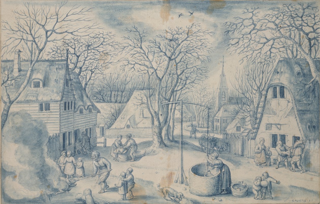 Escena de un pueblo: Invierno de Jacob Savery I