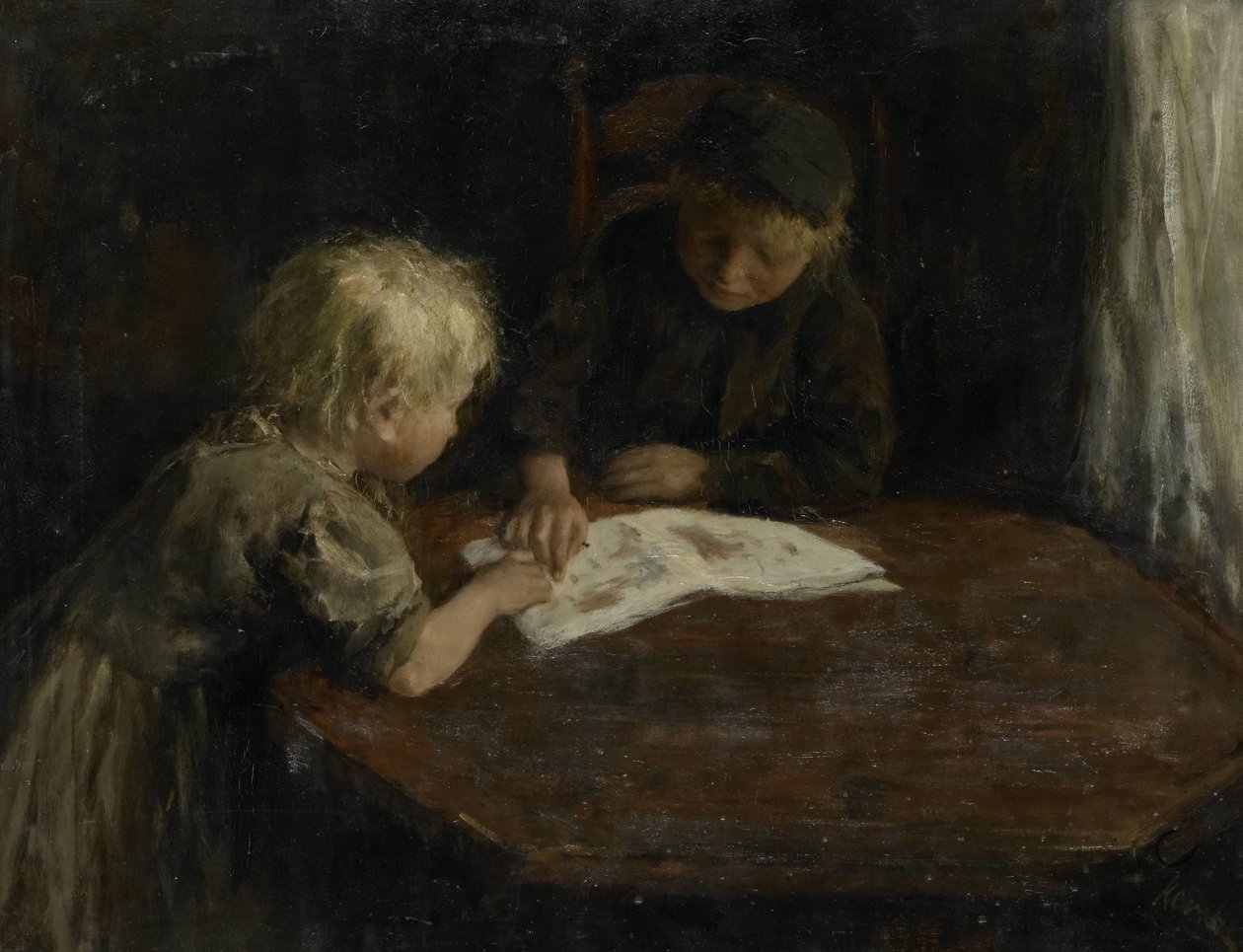 Niños con un libro de imágenes de Jacob Simon Hendrik Kever